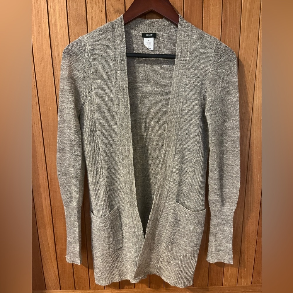 J Crew Grey Metallic Cardigan Sweater XS